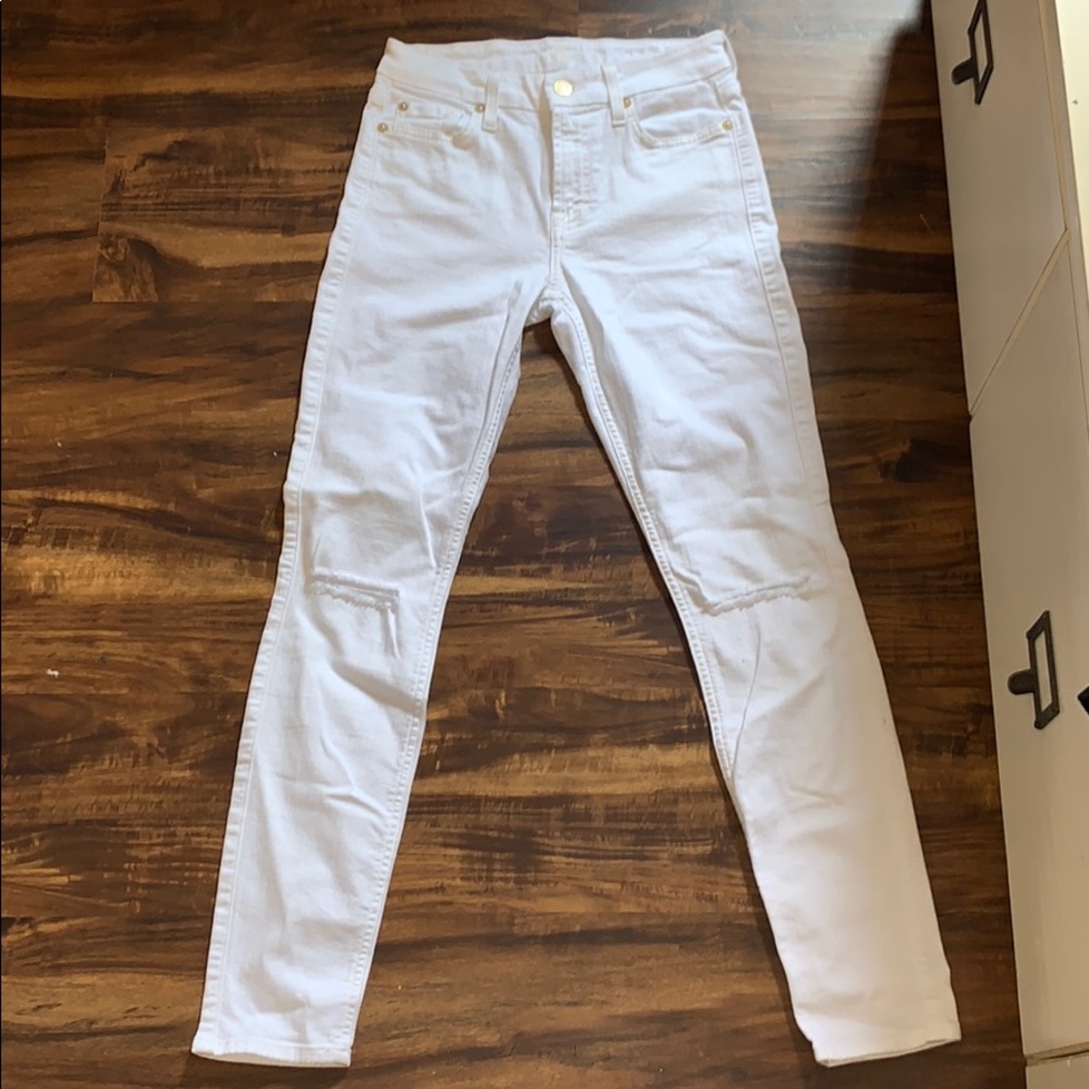 7 for all mankind White ripped jeans